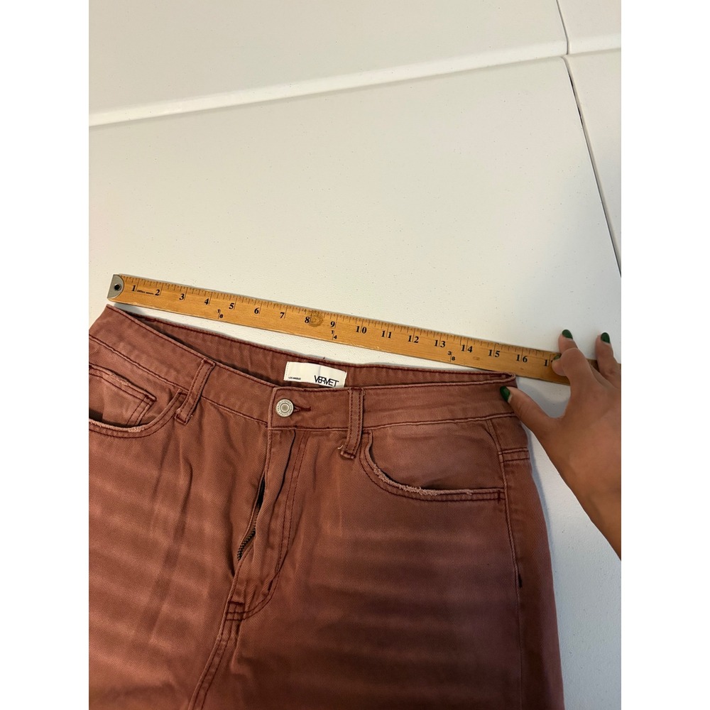 Vervet Wide Leg Distressed Jeans Rust Brown High Rise Raw Hem Skater Boho 30 qq - Picture 6 of 8
